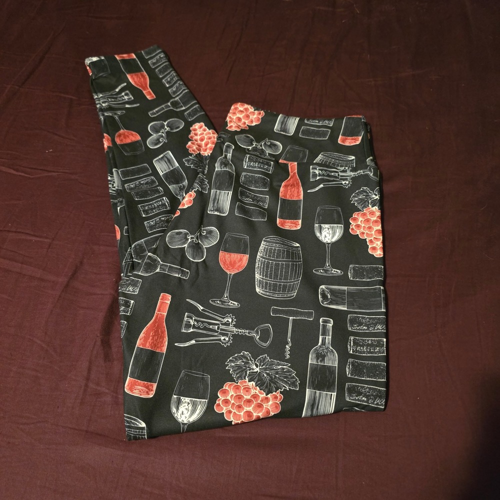 Leggings for a Purpose Leggings OS Leggings Womens Black Wine Print Novelty Soft